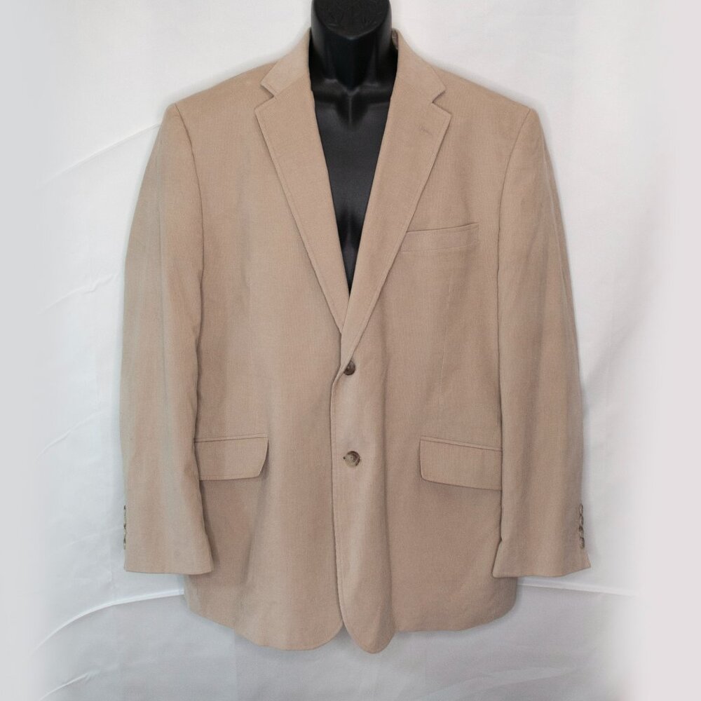 J Ferrar Corduroy Blazer Mens Large L 42 44 Tan Jacket Sport Coat 2 Button